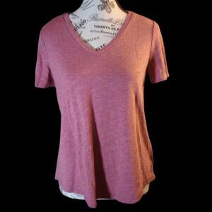 Jessica Simpson Women’s XS V-Neck Tee Burgundy Stretch Short Sleeve Top